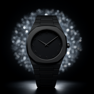 Original Black Arabic Aura Watch With Fiber Material