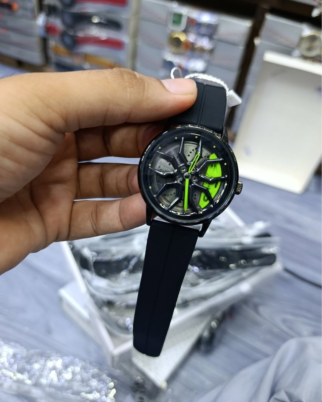 Men’s Car Rim Watch – Waterproof Stainless Steel Automatic Sport Watch