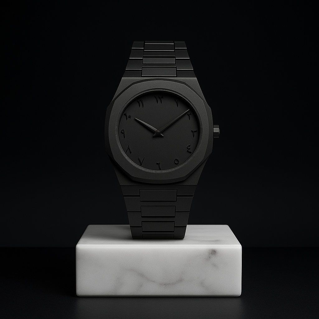 Original Black Arabic Aura Watch With Fiber Material