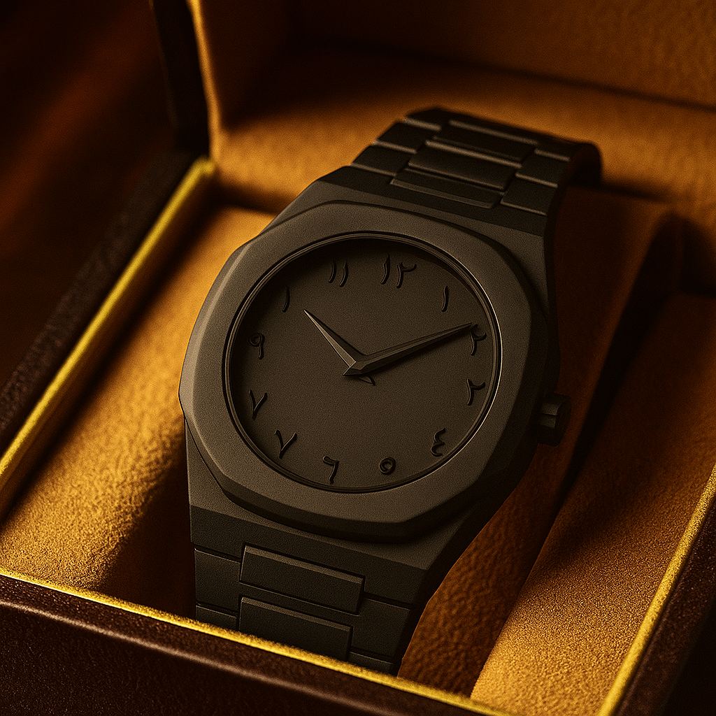 Original Black Arabic Aura Watch With Fiber Material